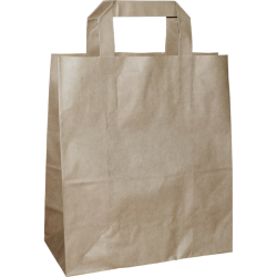PP102G001 Papiertasche mit gefaltetem Papierhenkel, braun glatt