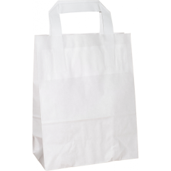 PP201G002 Papiertasche mit gefaltetem Papierhenkel, weiss glatt