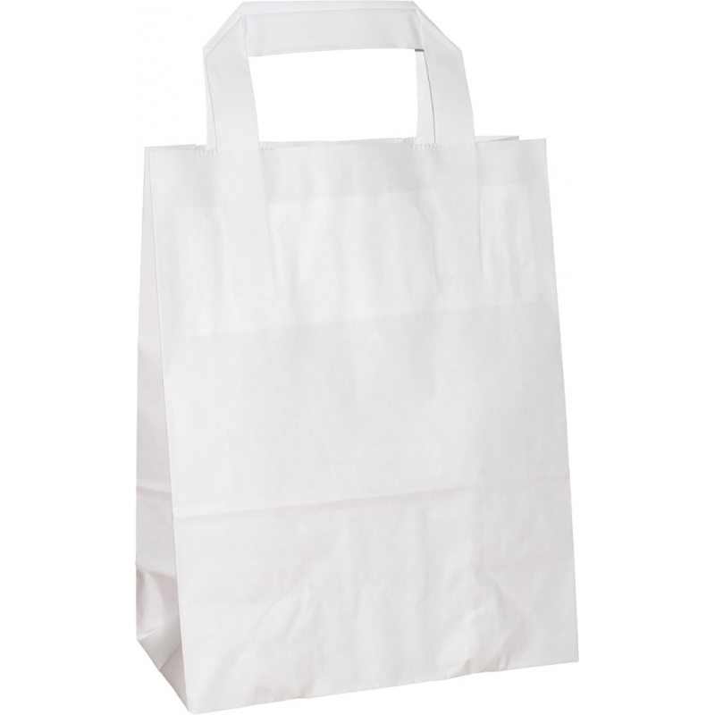 PP201G002 Papiertasche mit gefaltetem Papierhenkel, weiss glatt