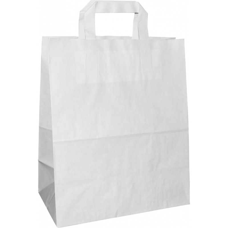PP205G002 Papiertasche mit gefaltetem Papierhenkel, weiss glatt