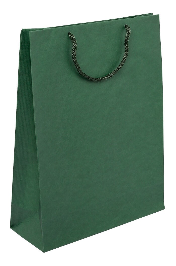 PR303R077 - Papiertasche EKO PRESTIGE mit Textilkordel, dunkelgrün