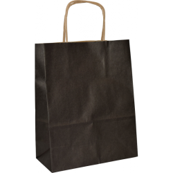 PS301G031 - Papiertasche mit Papierkordel EKO PLUS, braun glatt, vollflächig bedruckt - SCHWARZ