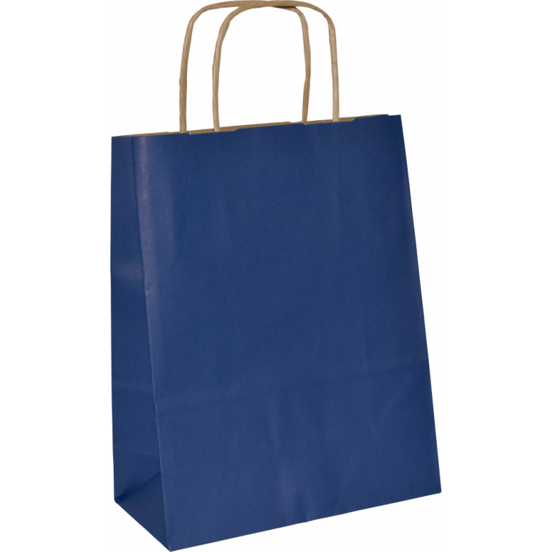PS301G051 - Papiertasche mit Papierkordel EKO PLUS, braun glatt, vollflächig bedruckt - BLAU