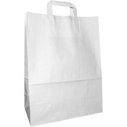 PP209G002 Papiertasche mit gefaltetem Papierhenkel, weiss glatt ; 320x160x430 mm
