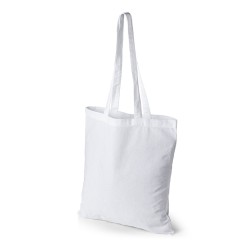 Weiße Oeko-Tex STANDARD 100 Baumwolltasche mit langen Henkeln