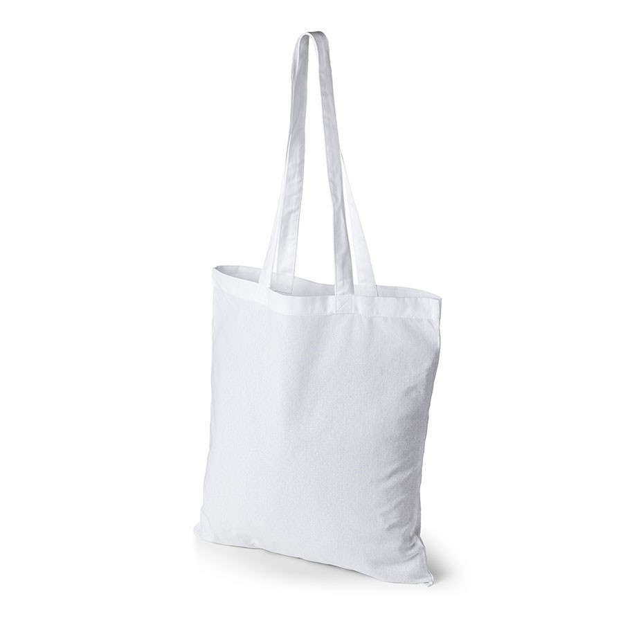Weiße Oeko-Tex STANDARD 100 Baumwolltasche mit langen Henkeln