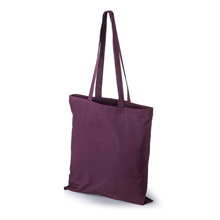 Dunkelrote Oeko-Tex STANDARD 100 Baumwolltasche mit langen Henkeln