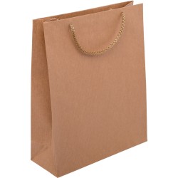 PR103R001 - Papiertasche EKO PRESTIGE mit Textilkordel,  braun gerippt