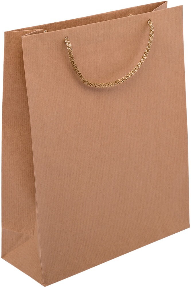 PR104R001 - Papiertasche EKO PRESTIGE mit Textilkordel, braun gerippt