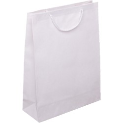 PR204R002 - Papiertasche EKO PRESTIGE mit Textilkordel, weiß gerippt